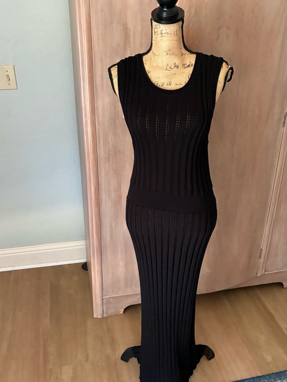 NWT Varley Florian Dress black knit maxi rich mom quiet luxury capsule L - Picture 4 of 16